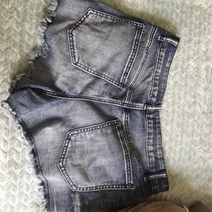 Blue jean ripped shorts
